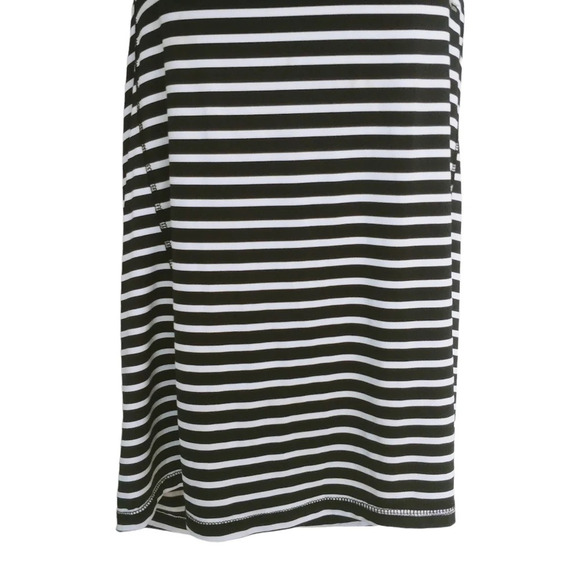 ACX Athleisure Workout Wear Tank Top Black White Stripes Criss Cross Back M - Picture 3 of 8